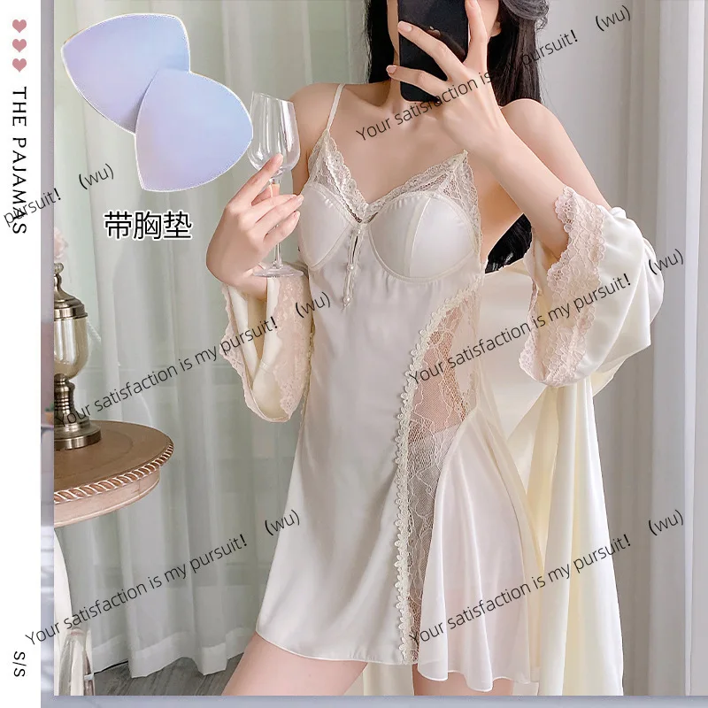 

Сексуальная милая ночная рубашка для девочек Pure Desire, халат из ледяного шелка на подтяжках