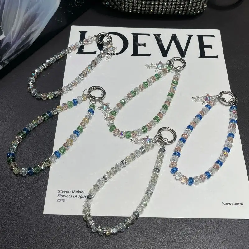 

INS Новая мода Ins Pop Star Нежная цепочка для мобильного телефона Открытый портативный кулон-цепочка Анти-потерянный кристалл браслет на запястье