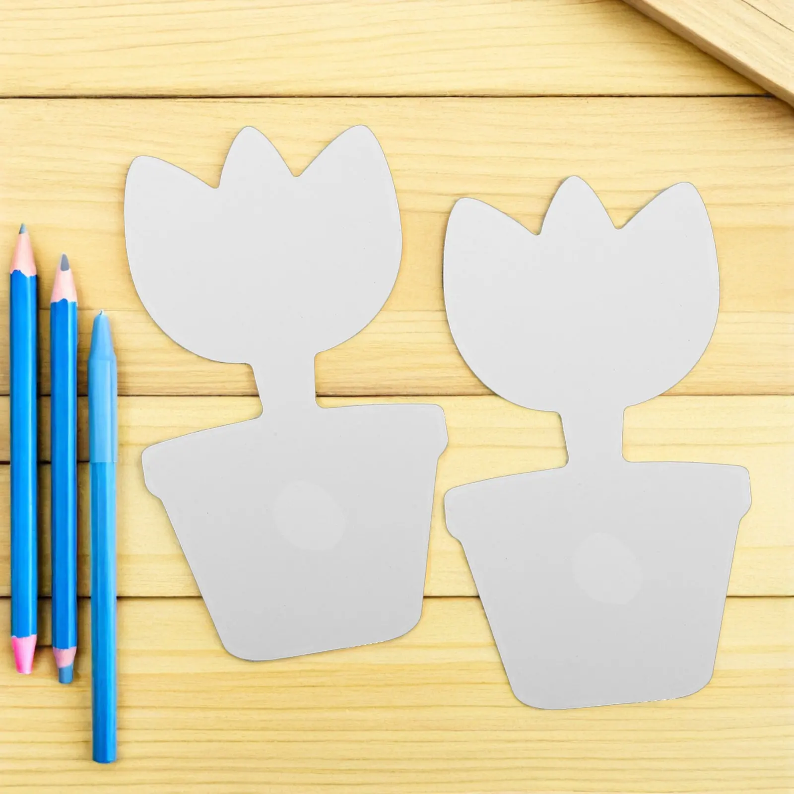 20Pcs DIY Flower Pot Paper Cutouts Unpainted Cardboard Bonsai Craft Shapes for Coloring Projects Blank Spring Flower