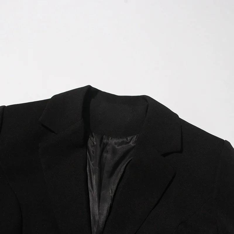 Eeovni diamante emendado flor design terno feminino preto gola entalhada manga longa botão blazer casaco moda 2026 novas roupas