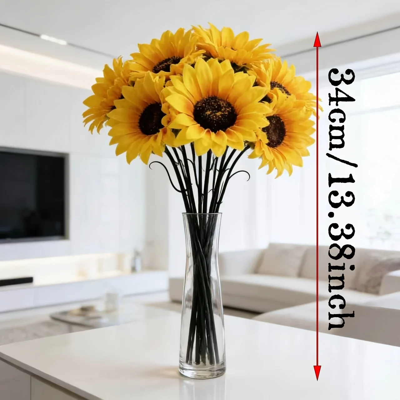 10 Stück (ohne Vase) große, künstliche Sonnenblumen, pflegeleichter, künstlicher Brautstrauß für Hochzeiten, Requisiten für Hochzeitsfotografie, Hochzeitsdekoration im Waldstil, Wohnaccessoires, Dekoration für Küche, W – Detail 5