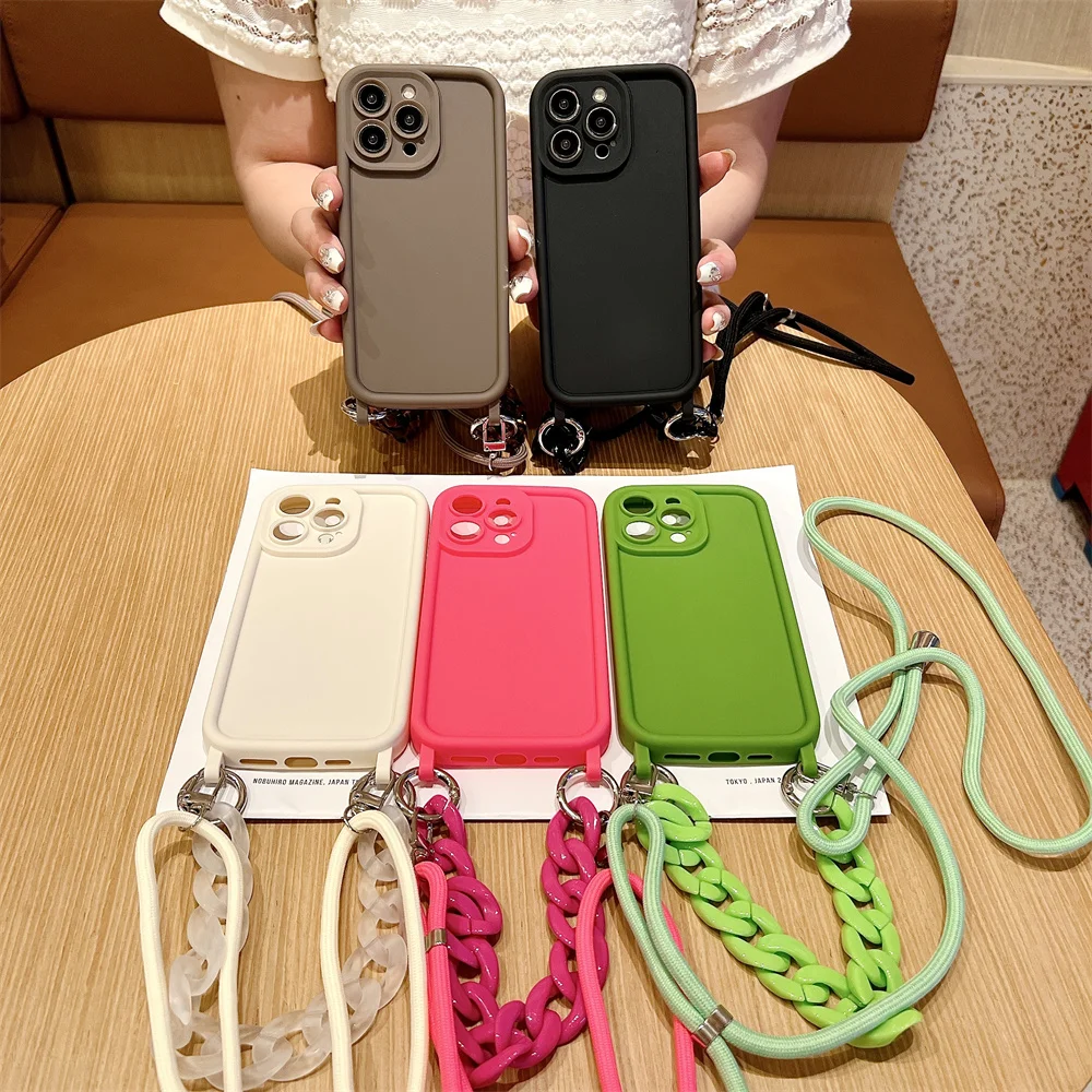 Wrist Strap Crossbody Phone Case For iPhone 14 13 15 Pro Max 12 11 X XR XS 7 8 Plus SE 2020 2022 Adjustable Lanyard Soft Cover