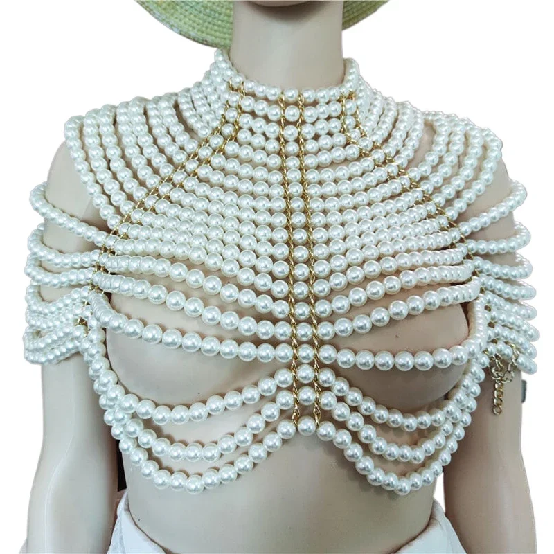 فاسق اللؤلؤ المرأة تانك القمم القوطية بلوزة المتضخم فقاعة الخرز المنسوجة يدويا شال اكسسوارات مهرجان المحاصيل الأعلى بالجملة OEM