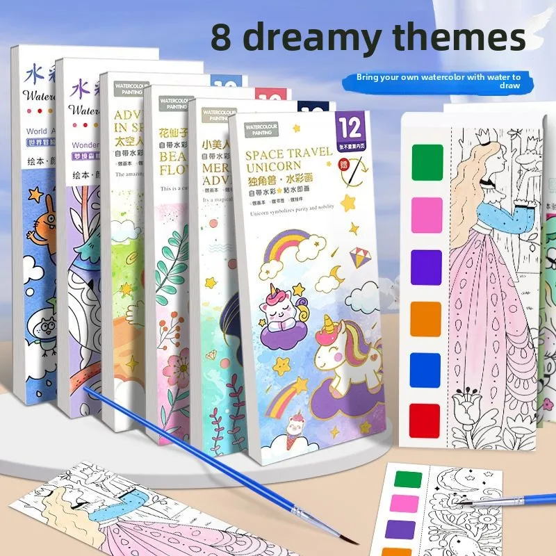 DIY Coloring Watering Drawing Kindergarten Handmade Portable Water Powder Graffiti Picture Book Memo