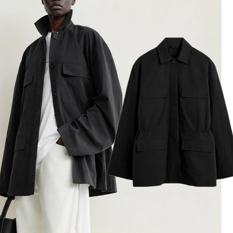 Maxdutti Nordic Minimalist Women's Loose Jacket Single Breasted Shirt Style Jacket Cargo Coat Women's Jacket Woman Clothes Tops