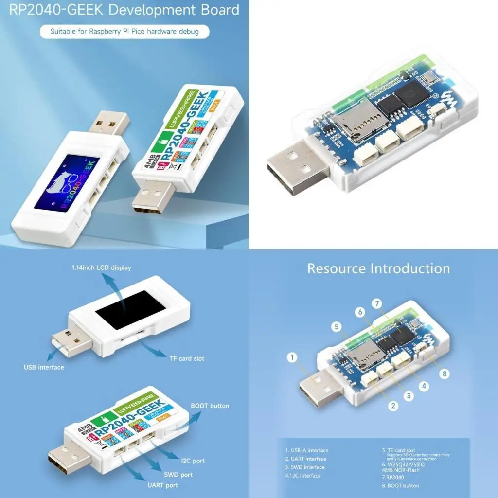 

652F Powerful RP2040 GEEKs Development Board with 1.14inch 240×135 65K Color LCD Your Creativity