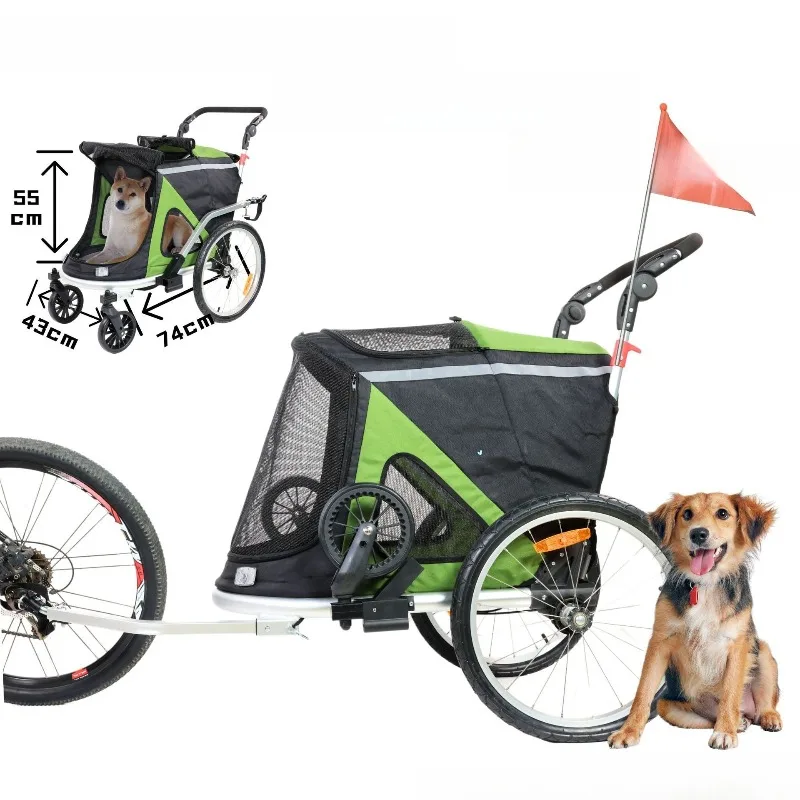 2-In-1 outdoor medium and large pet-specific all-aluminum folding bicycle trailer