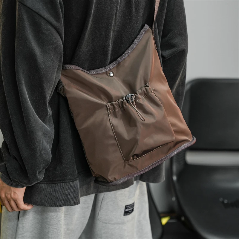 Nylon Bags For Men Vintage Handbags Casual Shoulder Crossbody Bag Eco Bag Korean Messenger Bag Y2K Unisex Black Shopper Bag