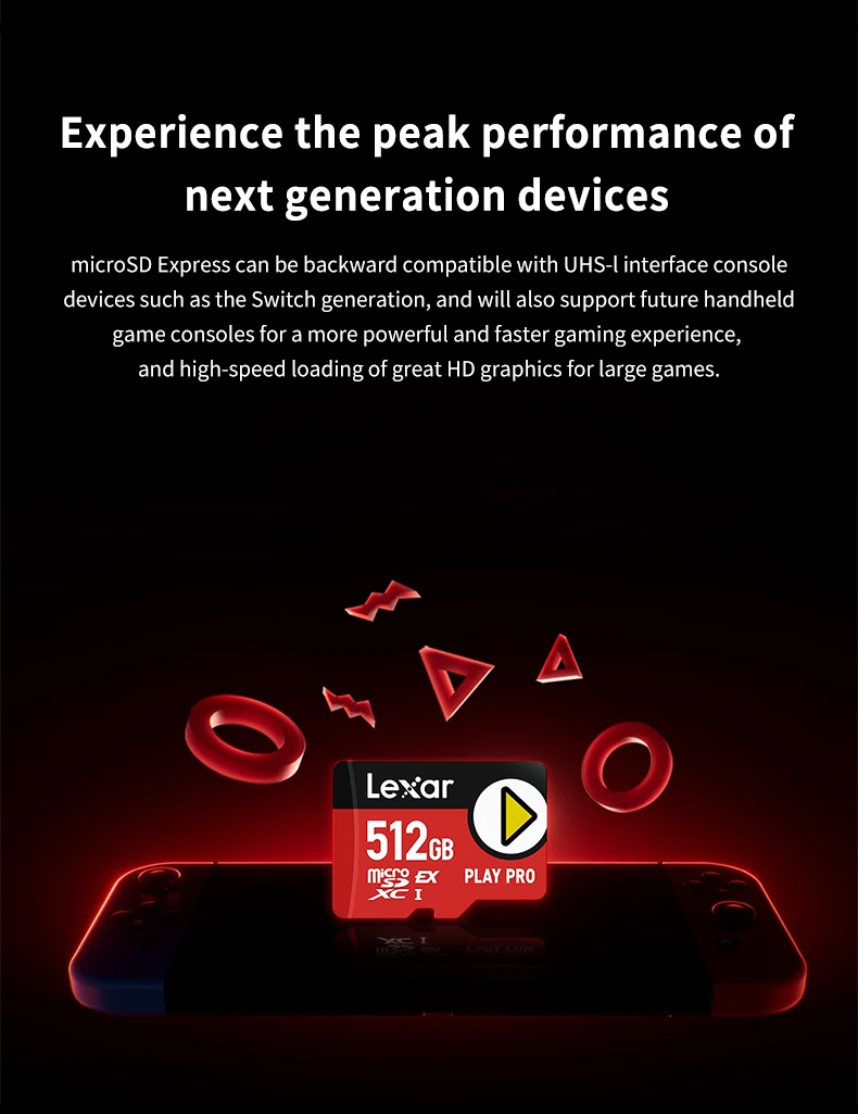 Lexar PLAY PRO MicroSDXC Express Karte 1TB Hochgeschwindigkeits-PCIe Gen3x1 Lesegeschwindigkeit bis zu 900MB/s Speicherkarte für Nintendo Switch 2 – Detail 5