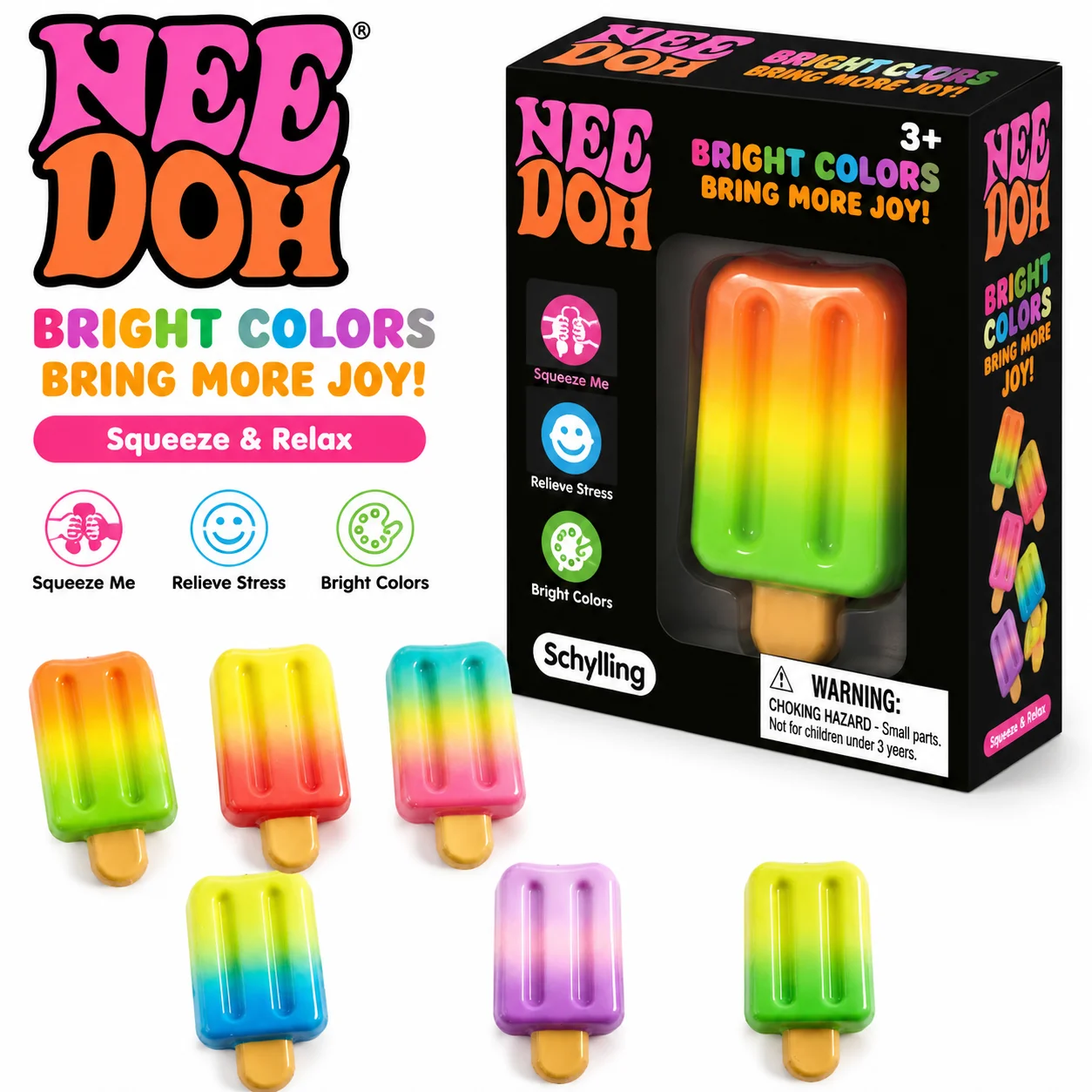 Image of NEEDOH Regenbogen-Eis am Stiel Squishy Spielzeug Zufällige Farbe Weich Langsam Aufsteigendes Quetsch-Fidget-Spielzeug Stressabbau Kindergeschenk Spaßiges Sensorisches Spielzeug