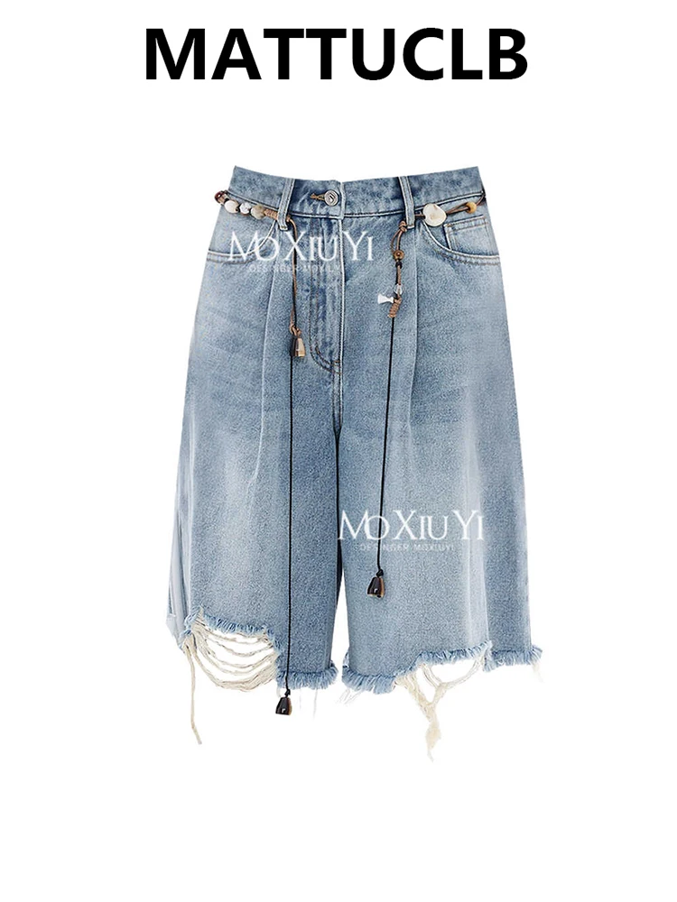 

Summer Women American Retro Jorts Jean Shorts Kpop Japanese Y2K 2000s Grunge Denim Calf-Length Pants Korean Tide High Street