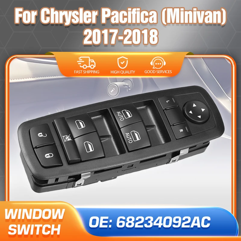 Driver Side Master Window Controller Lifter Switch Button For Chrysler Pacifica Minivan 2017-2018 68234092AC 3 Pins DWS1920