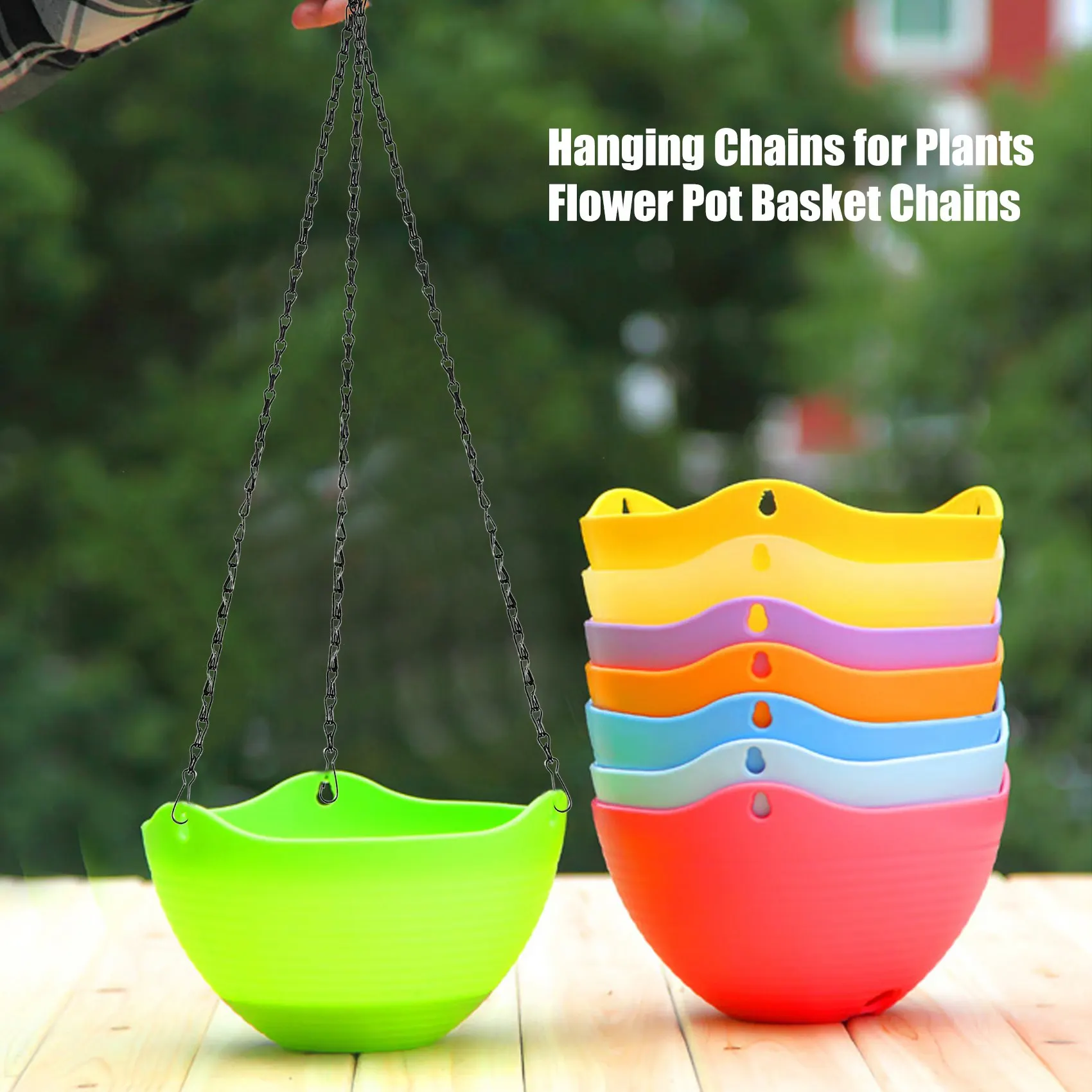 

-A96P Упаковка из 6 подвесных цепей, Сменная подвесная корзина для цветов HEAVY DUTY 50 см - 3-точечная вешалка для садовых растений для улицы или