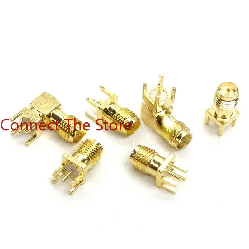 

10PCS SMA Bent Leg SMA-KWE-14.5 Outer Screw Inner Hole RF Antenna Base PCB Socket