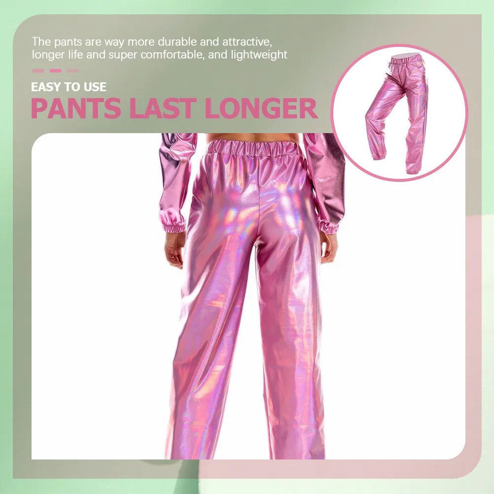 Chic Metallic Shimmer Leggings Women High Waist Stretchy Yoga Pants for Sports Walking Disco Club Wear 80S Themed Outfit Cowgirl