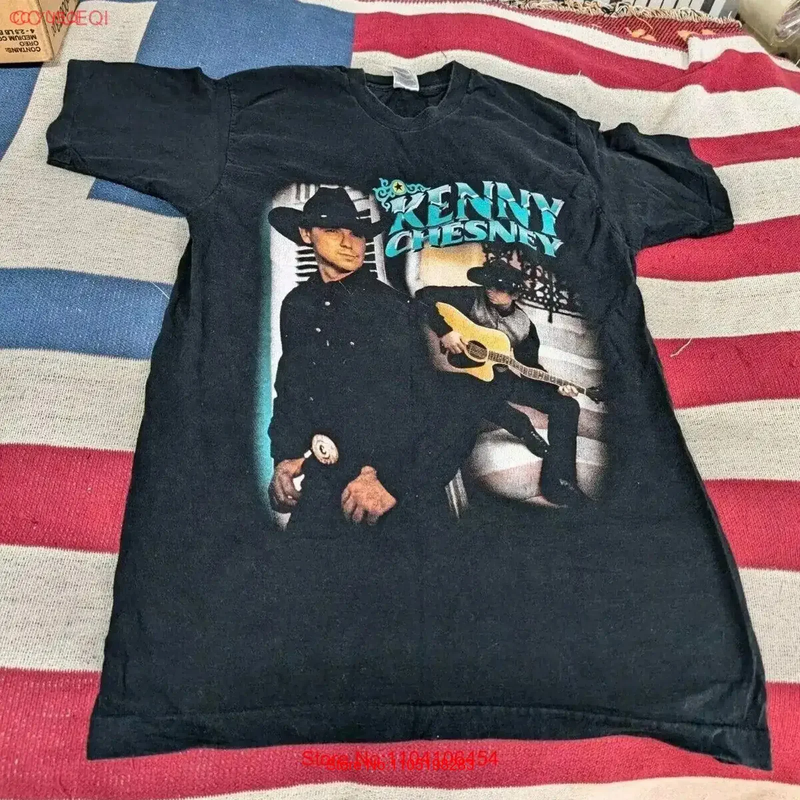 تي شيرت كلاسيكي 90s كيني تشيسني سأقف جولة تي شيرت أسود L Country Band عتيق مغسول مريح ممتد ملابس الشارع الشهير أوم #1