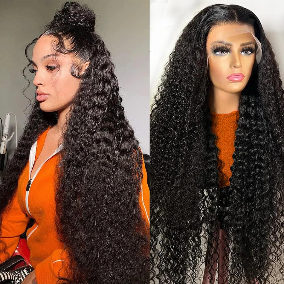 

13x6 Deep Wave Lace Front Wigs Human Hair 13x4 HD Transparent Lace Frontal Wigs Pre Plucked Glueless Wigs Deep Curly Wigs 180%