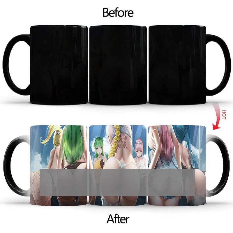 Spoof ass Magic mug discoloration cups changing color mugs creative original coffee milk tea cup BSKT-013