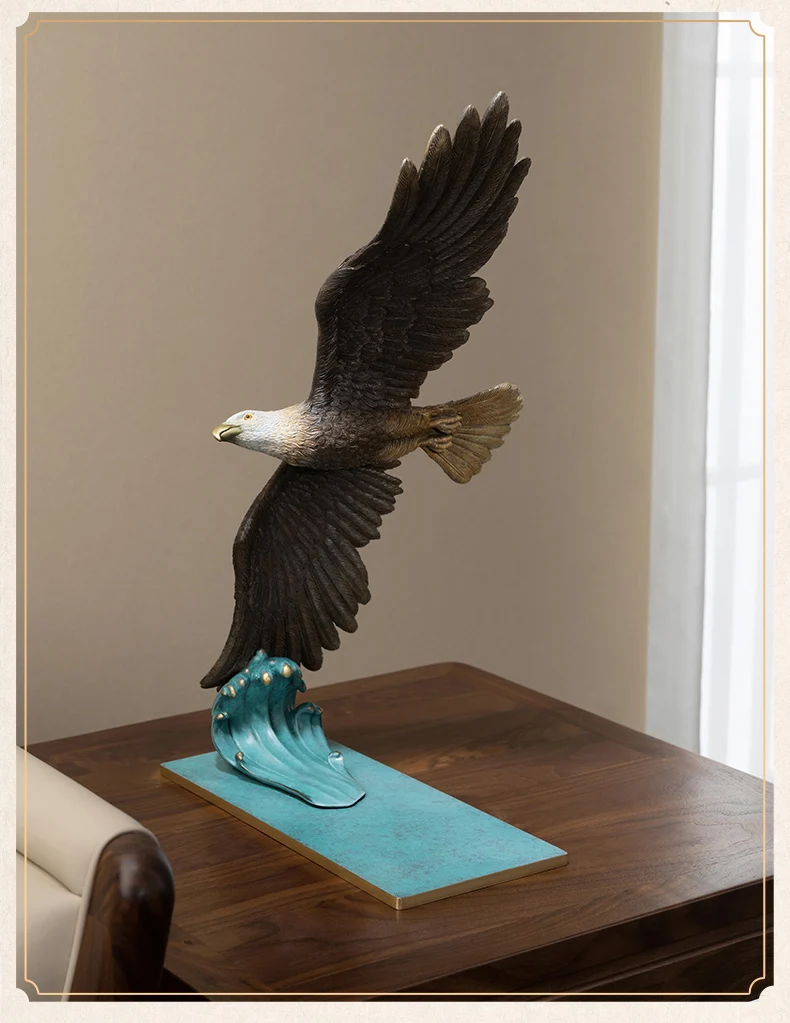 

home Company shop luxury high grade Good luck 3D powerful Eagle bird Mascot bring wealth money thriving business bronze statue