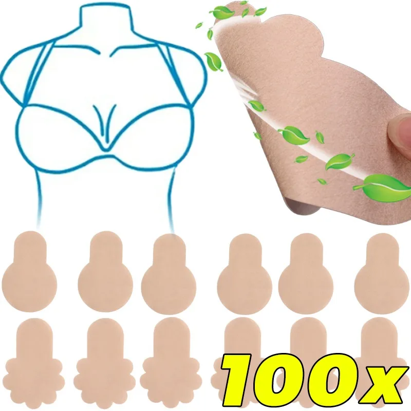 

2-100pcs Disposable Nipple Covers Breast Lift Tape Women Adhesive Bra Pads Breathable Ultra Thin Non Woven Chest Stickers Summer