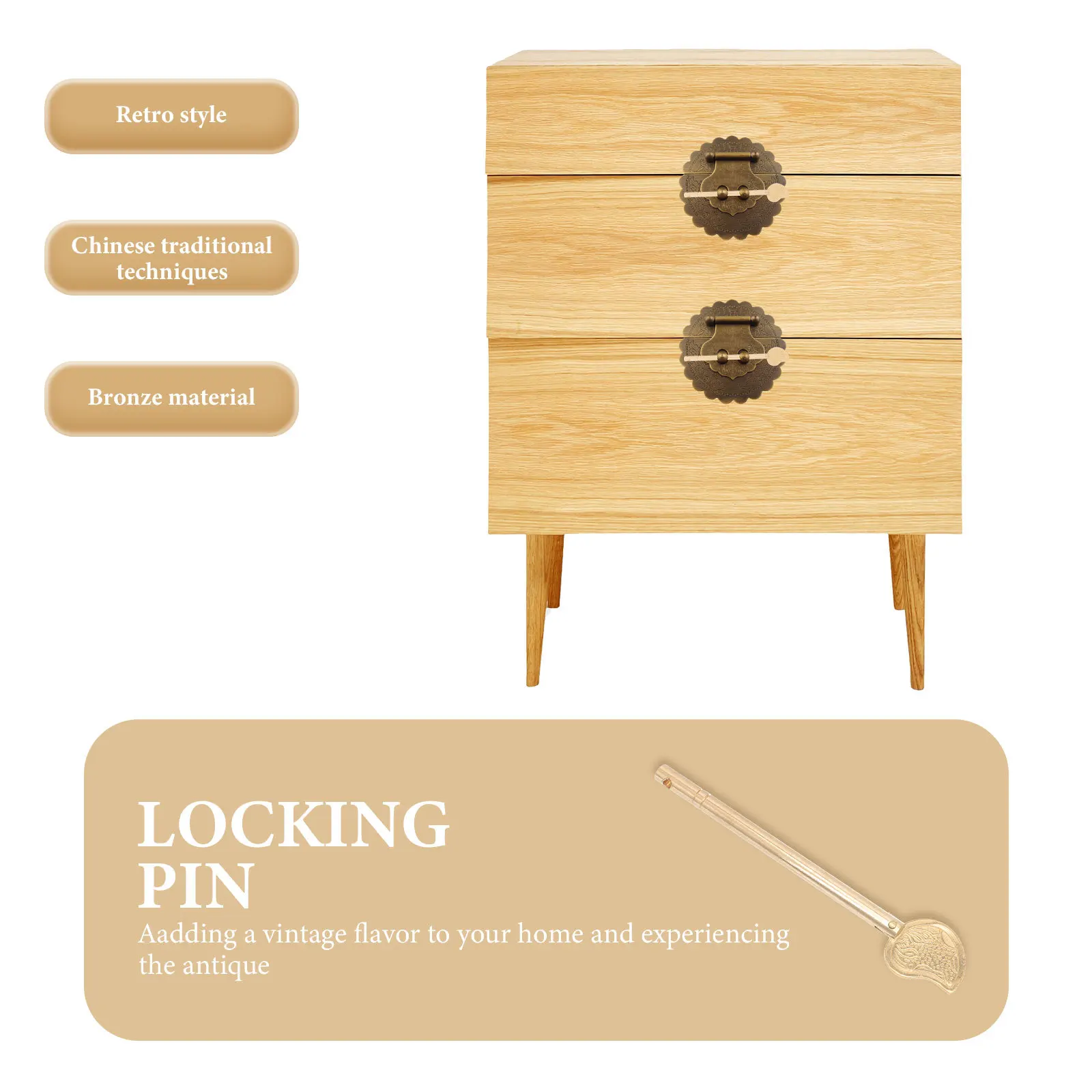 2 قطعة مزلاج خزانة برونزي فريد من نوعه براعة تقليدية لخزانة ملابس بأدراج قفل الباب قفل دبوس مزلاج باب الخزانة