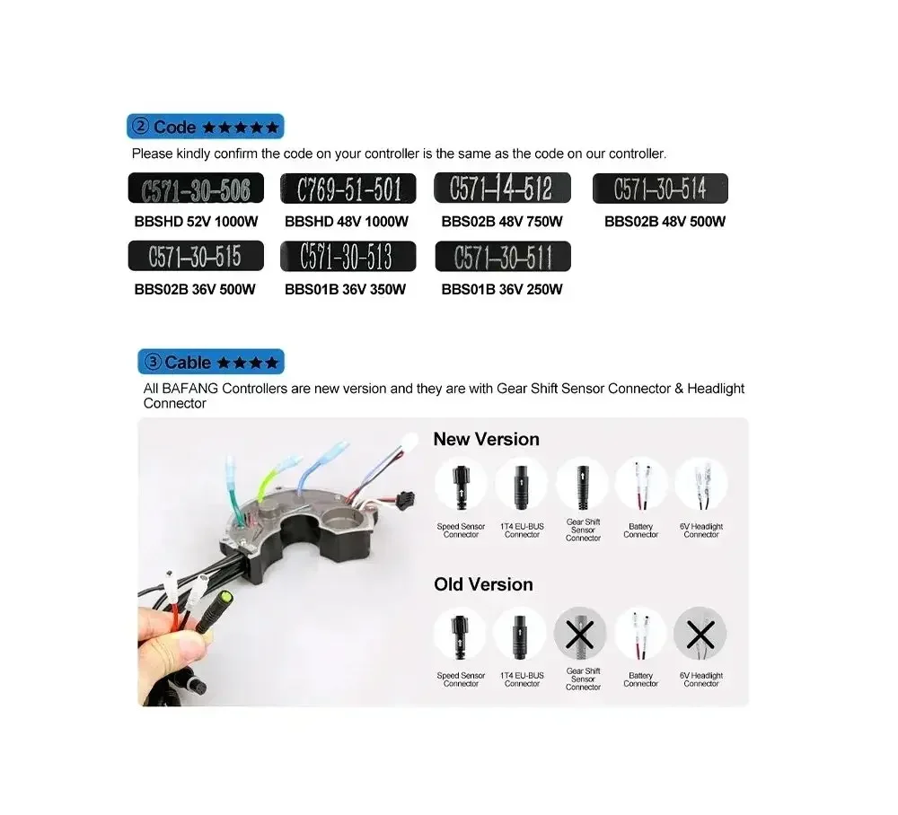 Bafang Mid Drive Motor sostituzioni Controller per BBS01 BBS02 BBS02B BBSHD 36V 250W 350W 500W 48V 750W 52V 1000W accessori