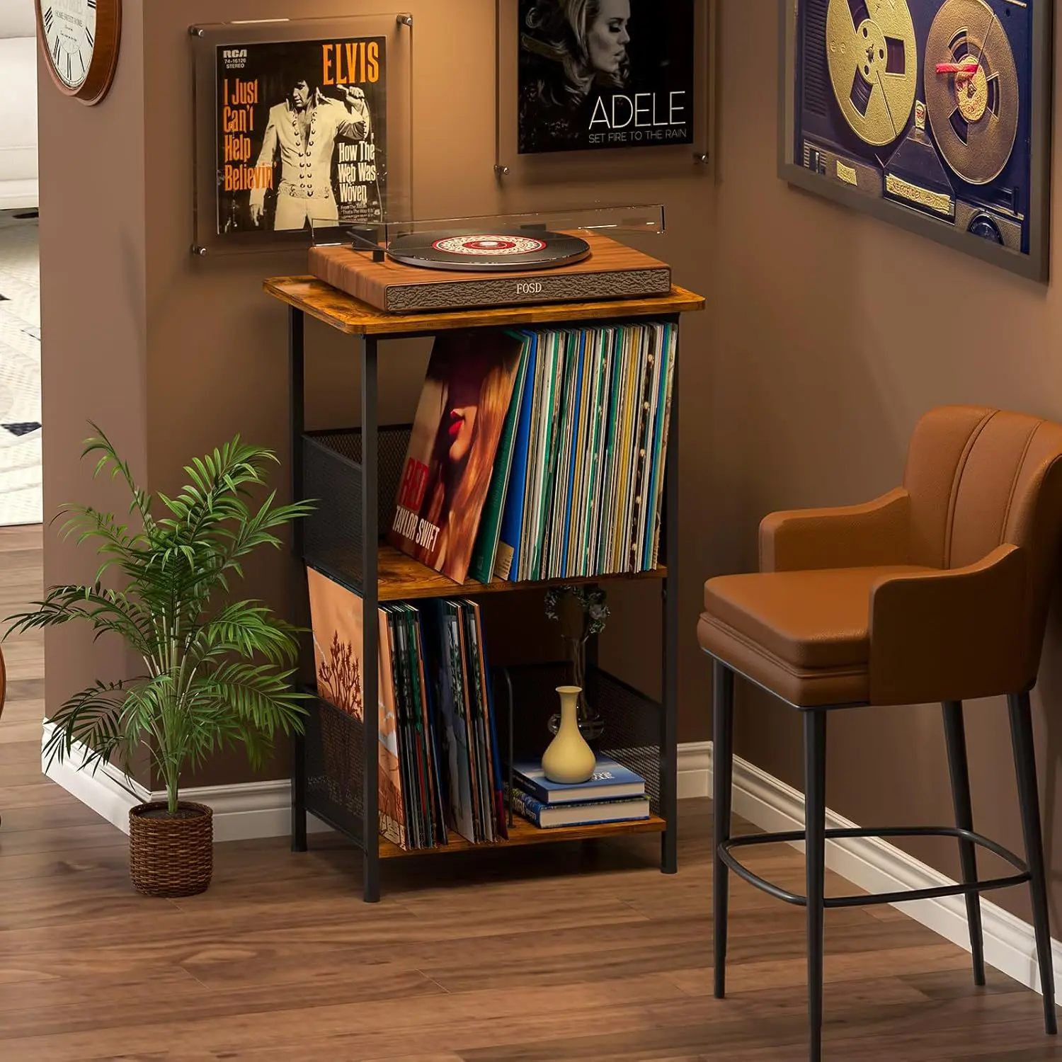 Vinyl Record Storage Box, Floor-Standing Vinyl Record Rack, LP Storage Case, Album Display Stand