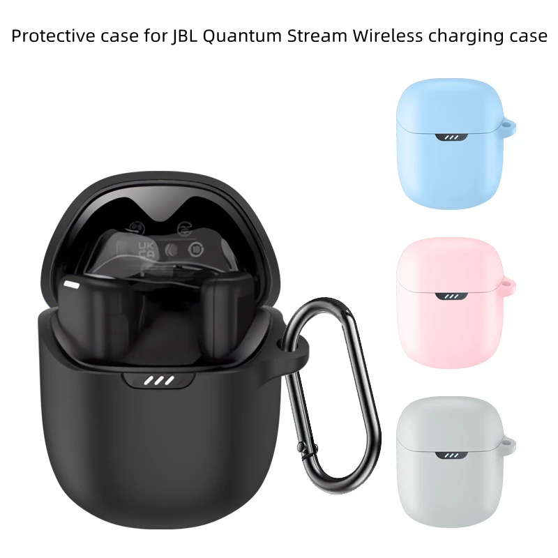 

For JBL Quantum Stream Wireless Protective Case with Hook Anti-Scratch Dustproof Silicone Earphone Box