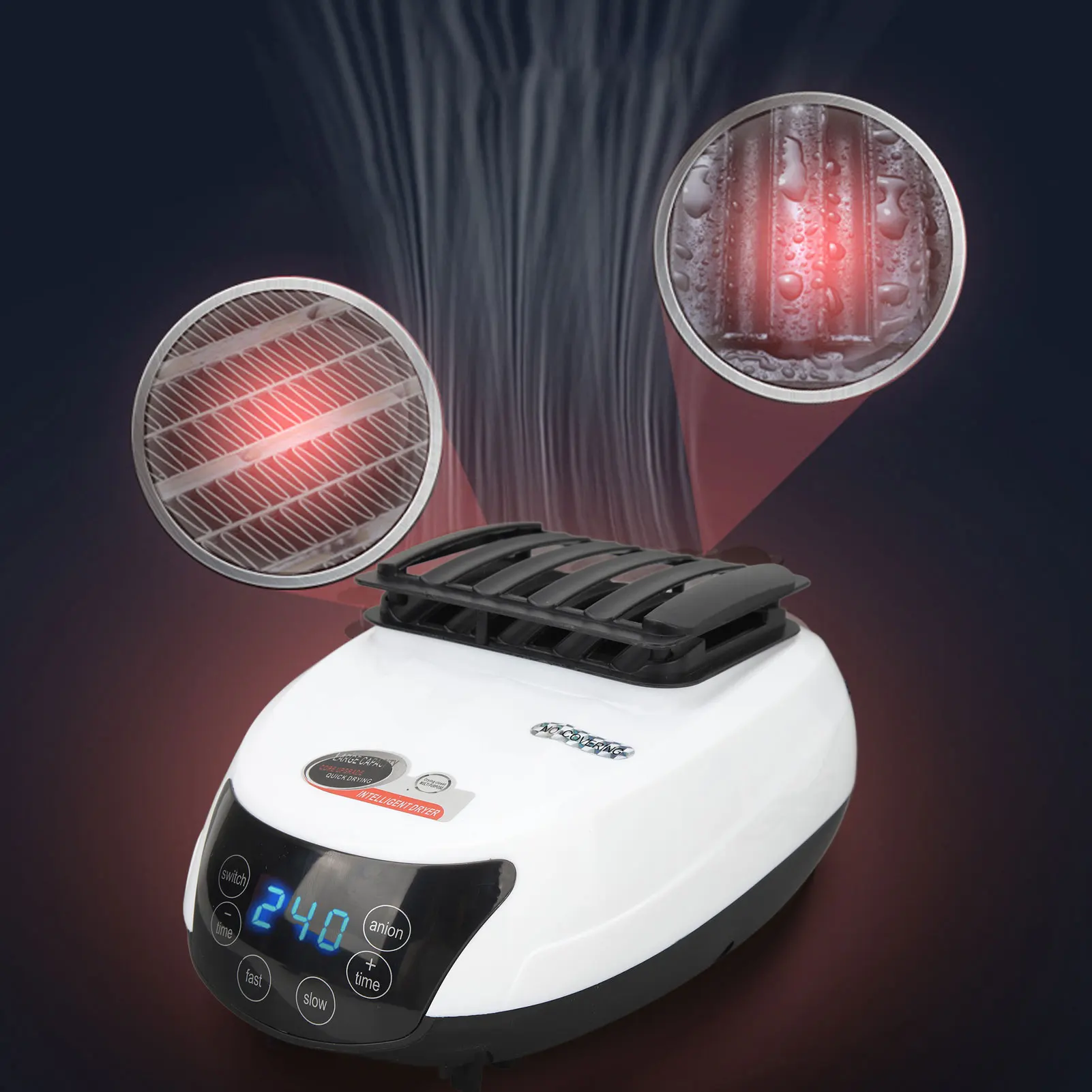 Secadora de ropa de 1500W, secadora de ropa eléctrica con seis botones, color blanco, funcionamiento silencioso, con Control remoto para el hogar