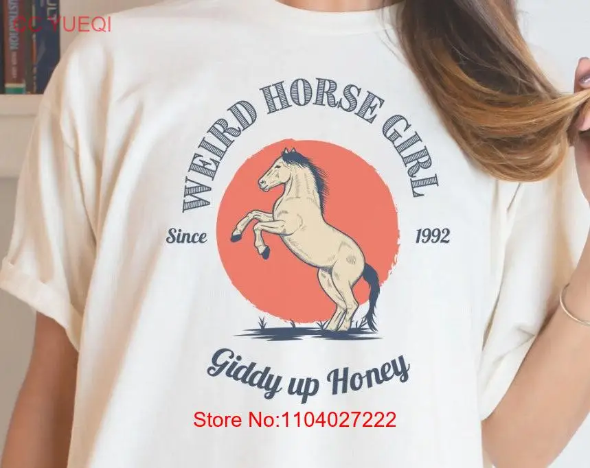 

Футболка Weird Horse Girl 100, конный хлопок 90-х годов, забавный винтажный стиль, ковбойка Giddy Up, длинные или короткие рукава