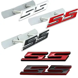 3D Metal Red Black Logo SS Sticker Front Grille Emblem Car Rear Trunk Badge For SS Sport Label Accessories