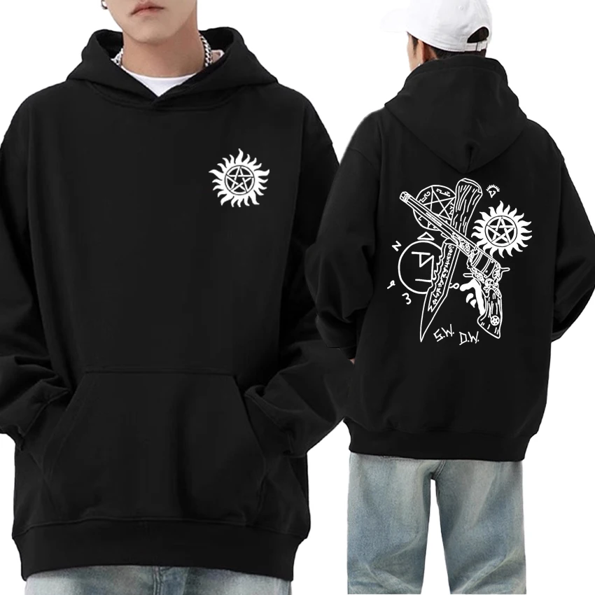 

2025 Tv Series Supernatural Hoodies Men Women Classic Gothic Long sleeve Sweatshirts Retro Oversized Fleece Streetwear Pullovers