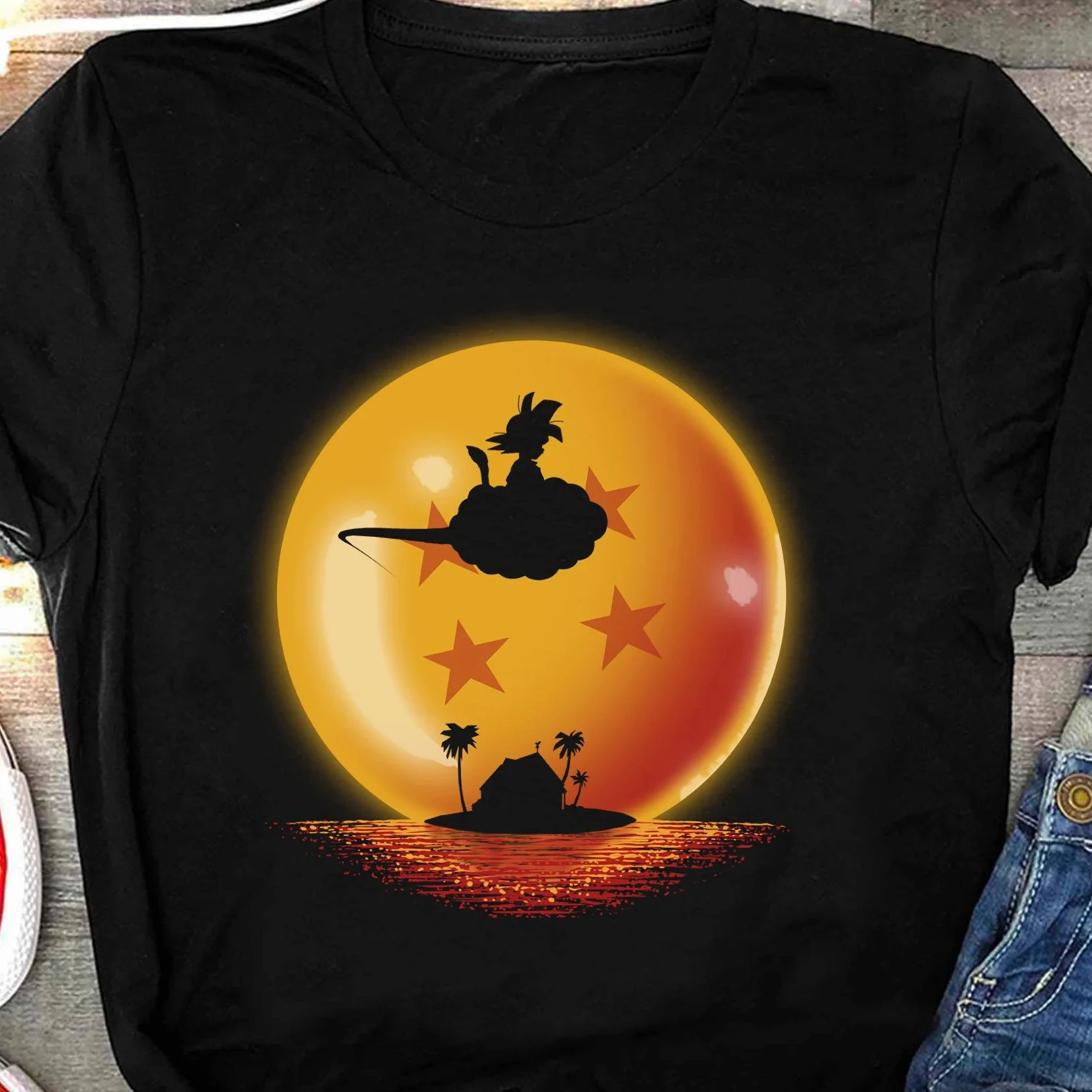 Camiseta de Verano 2026 con Estampado de Dragon Ball Kid Goku Nimbus Cloud 4-Star Dragon Ball, Camiseta Vintage 100% Algodón para Hombre, Unisex Retro para Niños