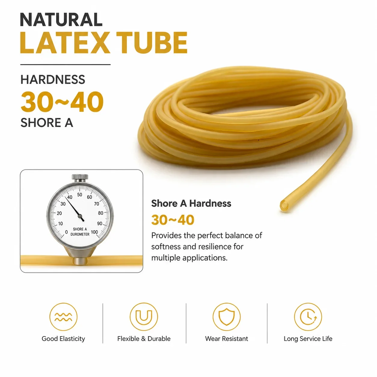 Yellow Latex Rubber Hose ID1-8mm Non-toxic, Odorless, Flexible, Acid and Alkali Resistant Laboratory Drainage and Delivery Tube.