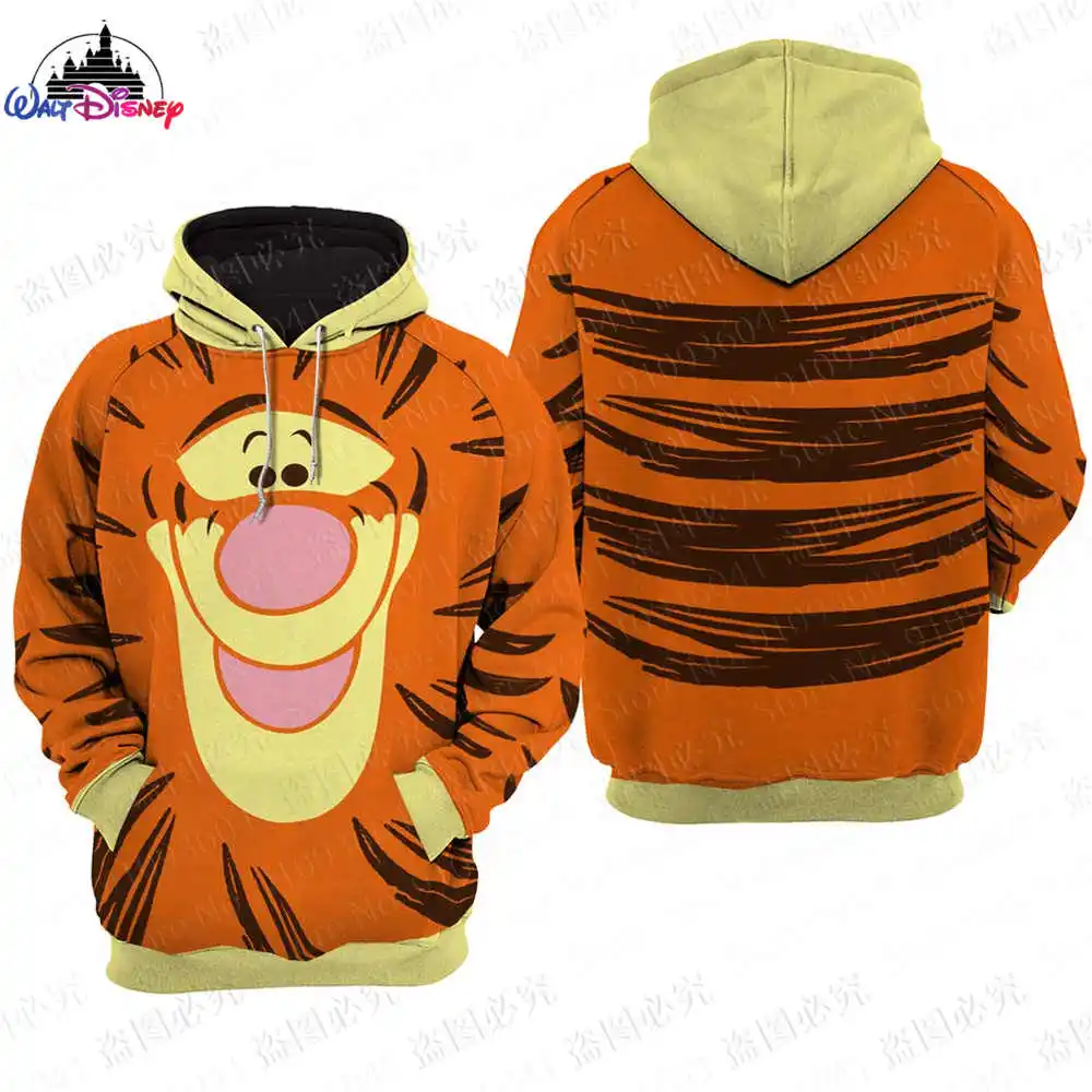 Winnie l'ourson tigrou impression 3D Disney pour hommes et femmes, sweats à capuche de Noël, pull parent-enfant, fermeture éclai