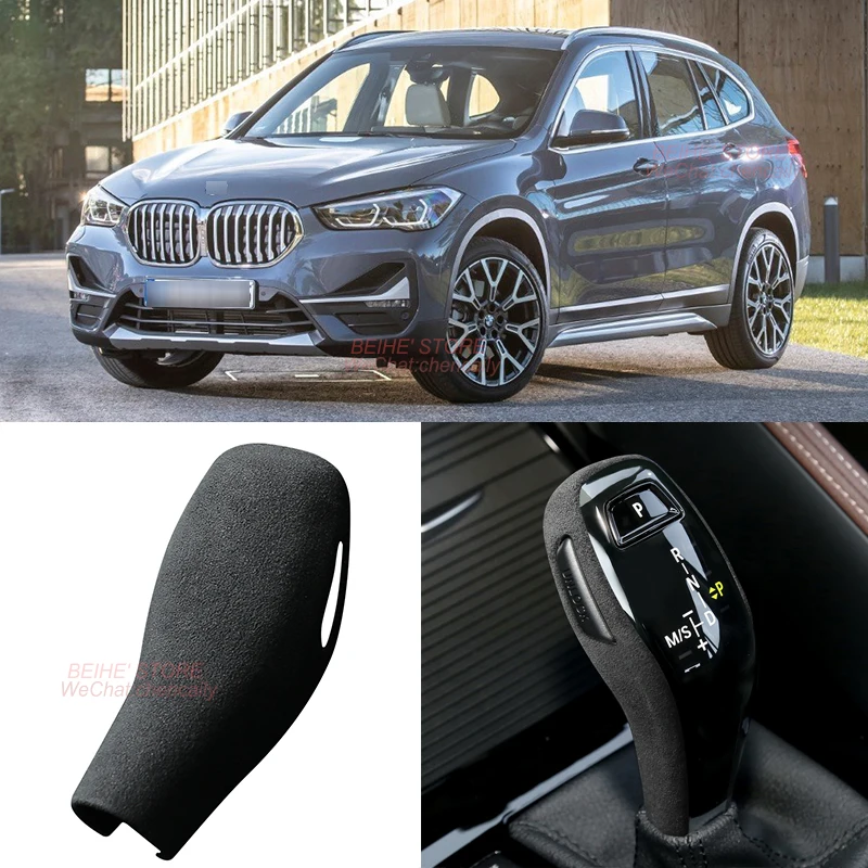 

Alcantara Suede Gear Shift Cover Car Interior Head Shifter Knob Frame Trim Protection Case For BMW X1 2020-2022