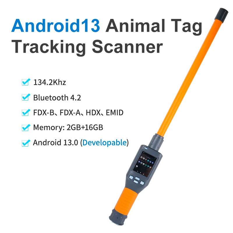 Android 13 Handheld Animal Reader for Animal 134.2Khz FDX-B HDX Ear Tag Reader for Animal Livestock Management