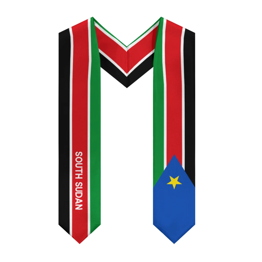 More design Graduation shawl South Sudan Flag & United States Flag Stole Sash Honor Study Aboard International Students