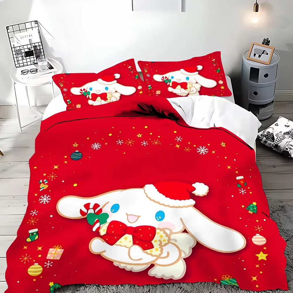 Christmas Cinnamon Kuromi  Duvet Pillowcase Bedding Set Adult Boy Girl Bedroom Decoration Children Gift Single Double Large Size