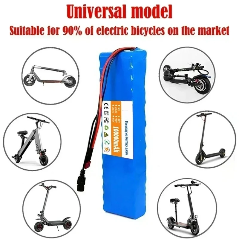 High-Capacity New XT60+JST+car 36V 100000mAh 10S3P 500W Battery Pack For Electric Scooter 18650 Lithium A-grade Battery Cell
