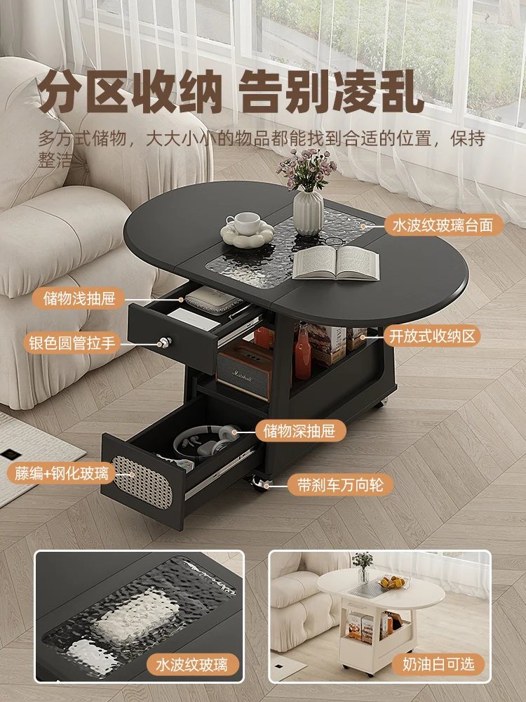 

French medieval solid wood coffee table small table 60 cm high living room home retro removable folding small round table