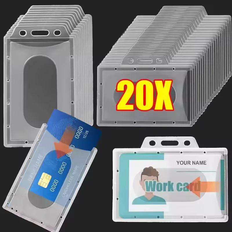 20/10/5/1Pack Card Holders Transparent Thick Name Tag ID Card Protector Vertical/Horizontal Multifunction Waterproof Card Sleeve