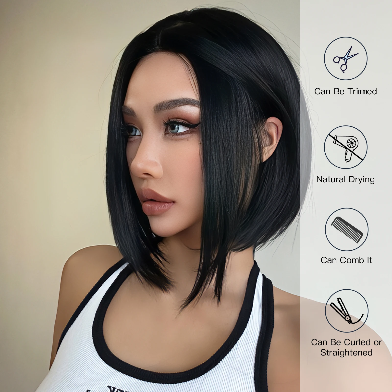 جيما-باروكة بوبو سوداء قصيرة للنساء ، الجزء الأوسط الاصطناعي ، الأفرو ، مقاومة للحرارة ، تأثيري ، حفلة ، الاستخدام اليومي ، الشعر الطبيعي