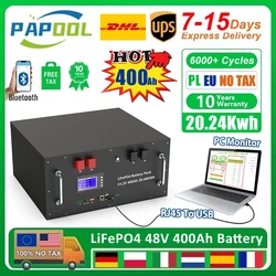 LiFePO4 48V 400Ah Battery 20Kwh 6000+ Cycles Solar Energy Storage 16S BMS 51.2V 100Ah 150Ah 200Ah 300Ah Lithium Battery EU STOCK
