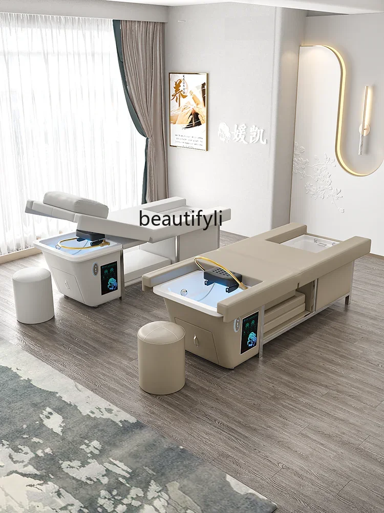 High-End Electric Bed Beauty Salon Special Shampoo Massage Bedside Treatment Bed Water Circulation Fumigation Foot Bath