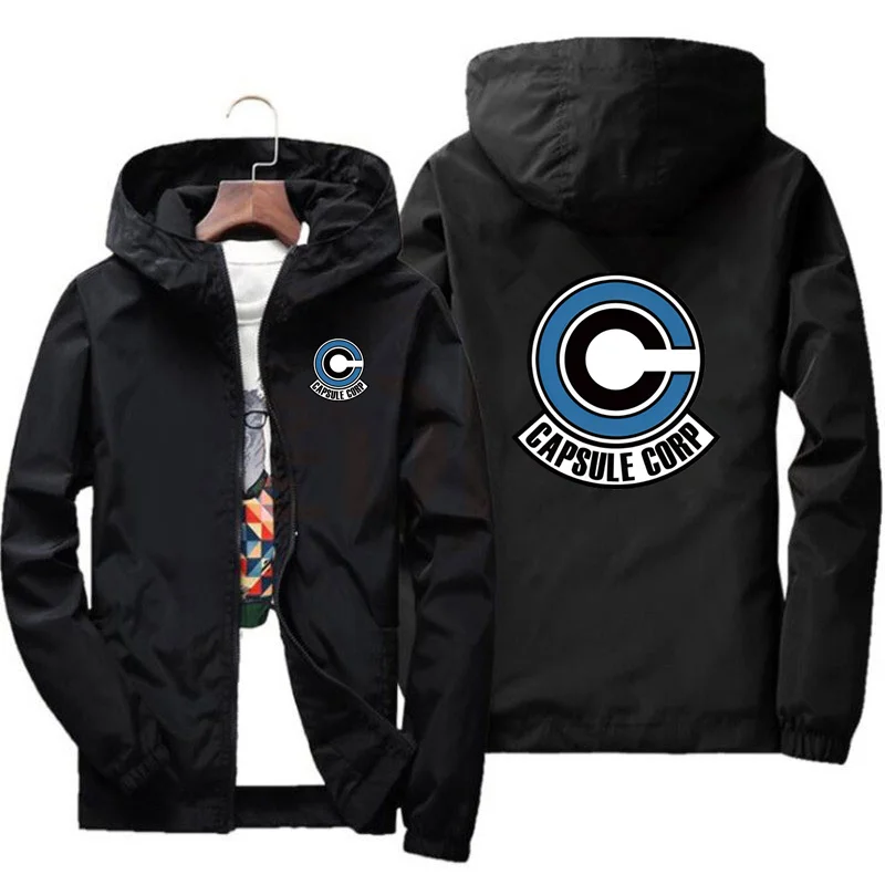 Capsule Corp-Sudadera con capucha de Anime para hombre, chaqueta manga larga, abrigo, Dynocaps geniales