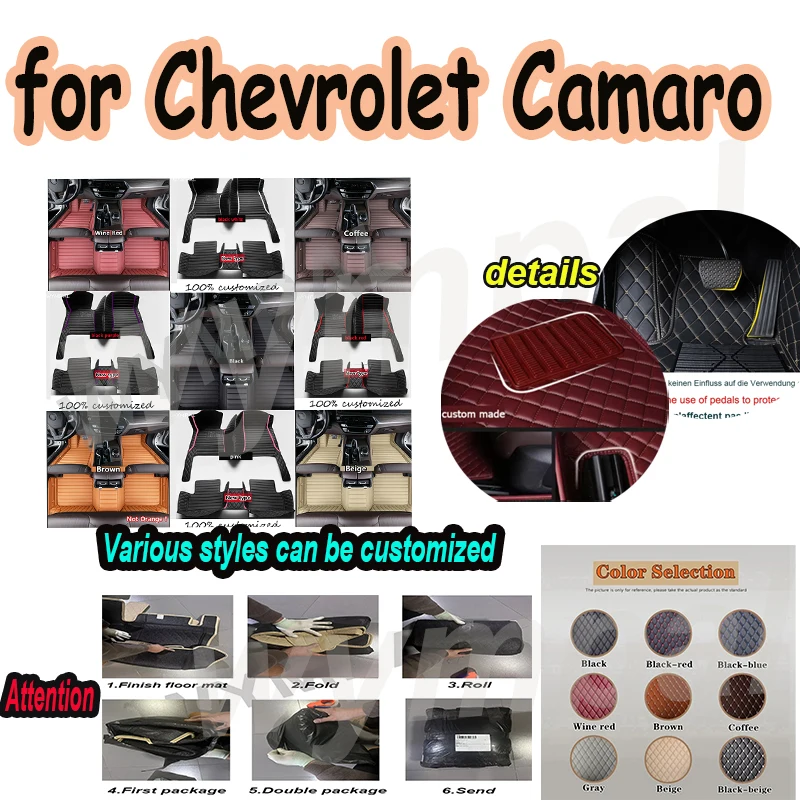

РОСКОШНЫЕ автомобильные коврики на заказ для Chevrolet Camaro 2010 2011 2012 2013, роскошные кожаные автомобильные коврики для мужчин и женщин, полные