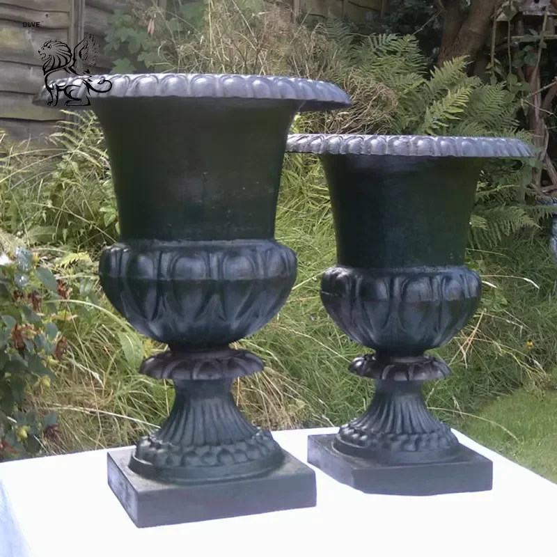 for Large Garden Art Decoration Metal Antique Urns Planters Cast Iron Flowerpots for Sale