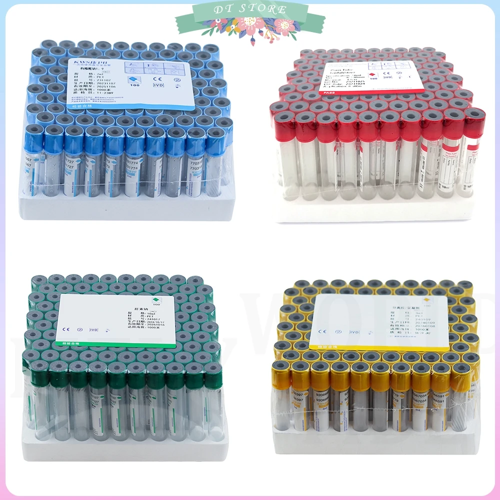 3ml/5ml/10ml Vacutainer Blood Collection Tubes Lab Vacuum Blood Collecting Tube for Pet Animals Veterinary Lab Supplies 100 Pcs