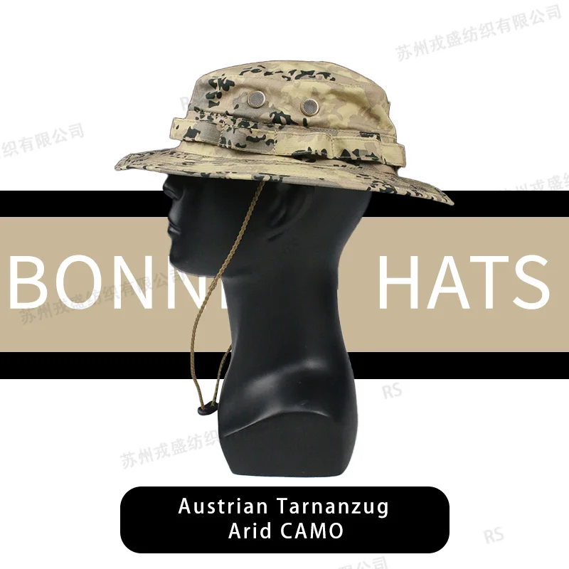Austrian Tarnanzug Arid Camouflage Bonnie Hat NYCO 50/50 Rip-stop Nylon Cotton Mil-spec Tactical Fabric WR NIR Fishermen Hats